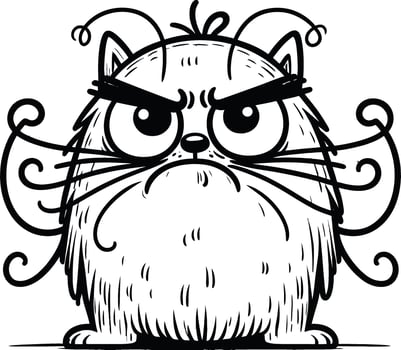 Angry cat cartoon illustration vector