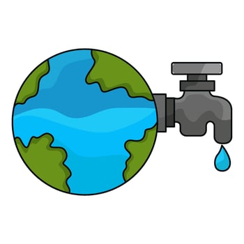 illustration of earth with water tap vector