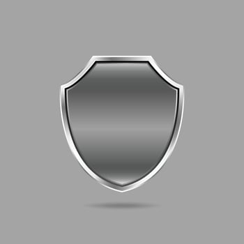 Metallic shield symbol or badge design or Security emblem icon vector