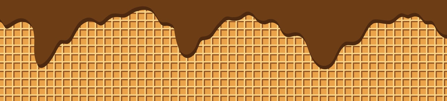 Waffle seamless pattern background texture. for ice cream cones, candy, and cake. Flat illustration isolated on white background. vector