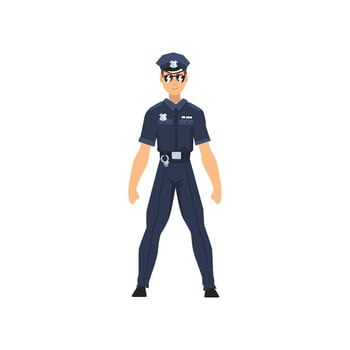Security Police Officer, Professional Policeman Character in Uniform and Sunglasses Illustration vector