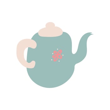 Cute Light Blue Teapot with Spout, Ceramic Crockery Cookware Illustration vector