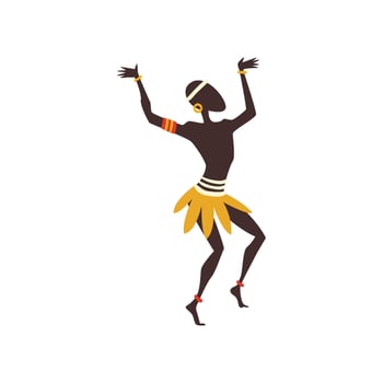 African Man Dancing, Male Aboriginal Dancer in Traditional Ethnic Clothing Illustration vector