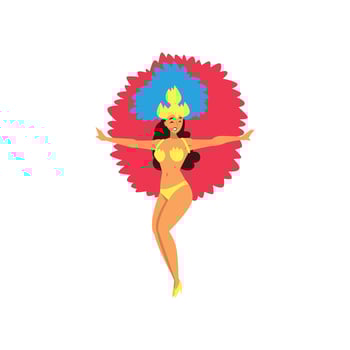 Beautiful Smiling Girl in Colorful Festival Costume, Brazilian Samba Dancer, Rio de Janeiro Carnival Illustration vector