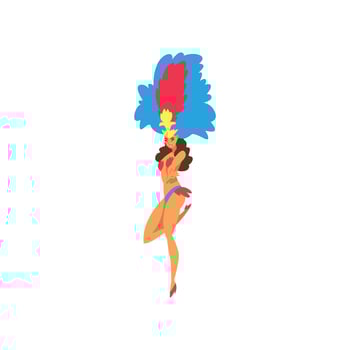 Smiling Young Woman in Bright Festival Costume, Female Brazilian Samba Dancer, Rio de Janeiro Festival Illustration vector