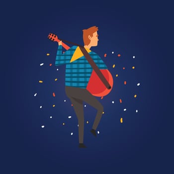 Festa Junina, Traditional Brazil June Festival, Man Playing Guitar at Night Folklore Party Illustration vector