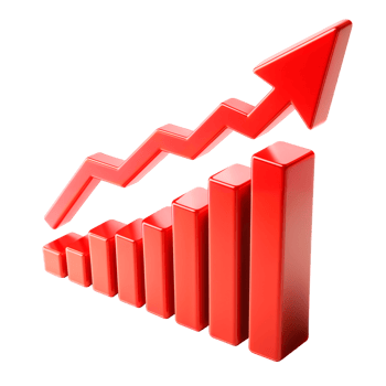 3D chart showing growth with rising arrow cut out png