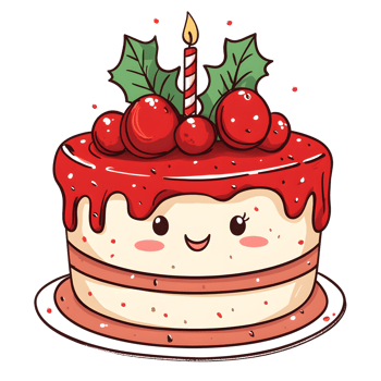 christmas cake with cherry and candle on top png