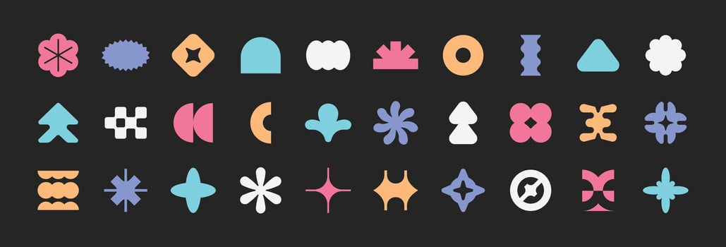 Vintage trendy retro element collection. Brutalism, y2k, colorful, groovy, memphis. vector