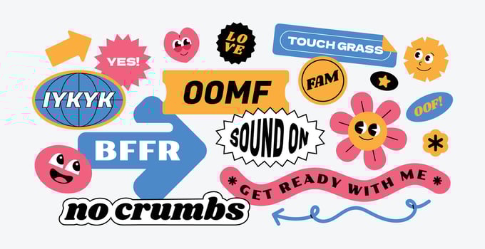 Cool and trendy sticker vintage cartoon character with gen z and millenials word vector