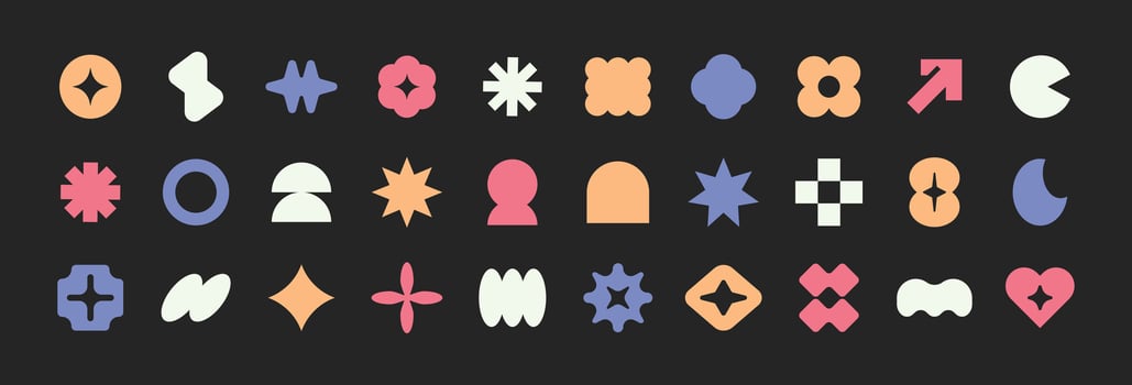 Y2k element collection. Brutalism, funny, trendy, retro, vintage shape. vector