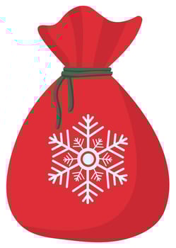 Red Christmas bag flat icon isolated on white background. vector