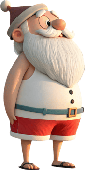 Santa in Shorts Cartoon Ready for Beach Fun. . png