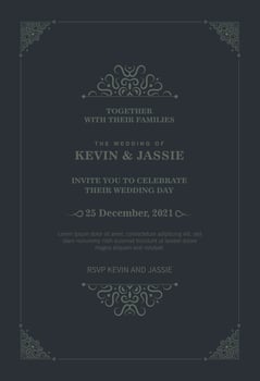 Vintage wedding invitation with pattern motif vector