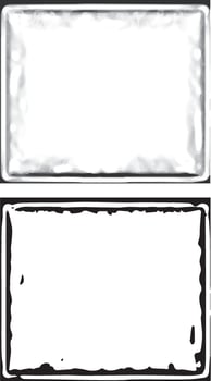 grunge frame set for photo, two blank metal frames border with black and white paint, a black and white photo frame set , vector