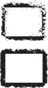 two blank frames with grunge texture , square shape black and white grunge frames set, a black and white grunge photo border set design, vintage black and white frames with grunge paint, vector