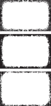 three black and white frames with grunge paint, three black and white vertical banners with grunge paint, frame on the wall photo frame set, three black and white frames with grunge paint effect, vector