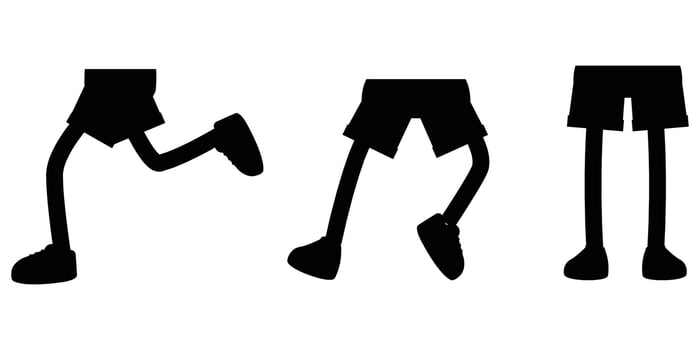 Cartoon Legs in Shoes Retro Comic Feet in Different Poses vector