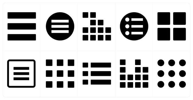 A set of 10 mix icons as menu bar, mobile menu, applications vector