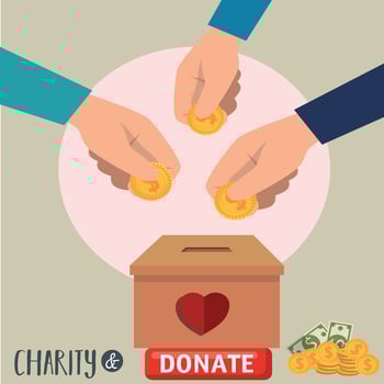 Hands Donating Money to Charity Box vector
