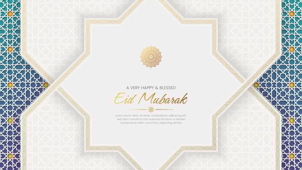 Eid Mubarak decorative background, social media post with intricated border and pattern vector