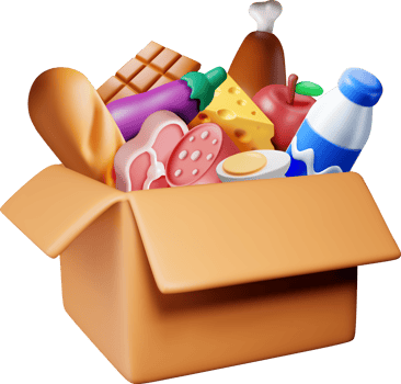 3D Cardboard box with food png