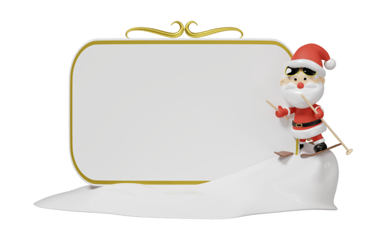 3d billboards with Santa Claus sunglasses skiing isolated. merry christmas, festive new year concept, 3d render illustration png