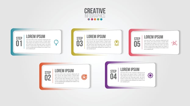 Business Infographic design template with icons and 5 numbers options or steps. vector
