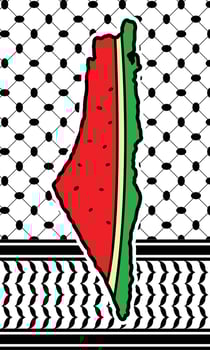 Background of palestinian scarf keffiyeh pattern and watermelon symbol vector