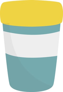 A bucket with a yellow lid and blue stripe vector