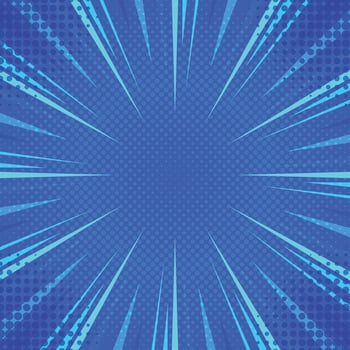 Abstract blue radial stripes rays pop art retro background vector
