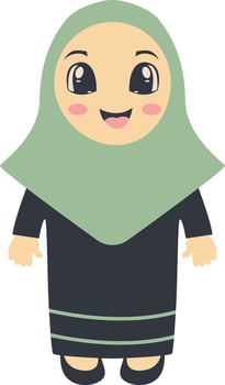 Cute Kids Muslim Character in Flat Design. vector