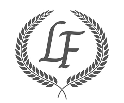 Initial letter L and F, LF monogram logo design with laurel wreath. Luxury calligraphy font. vector