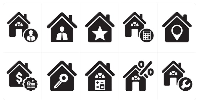 A set of 10 Real Estate icons as realtor, realty owner, property rating vector
