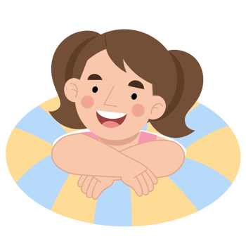 Little girl enjoying swimming illustration png