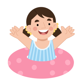 Little girl swimming illustration png