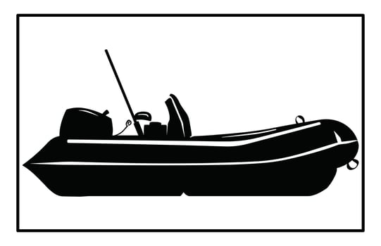 Inflatable Rubber Boat Silhouette - Water Sports Illustration vector