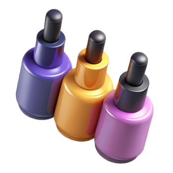 Nail polish bottles isolated on transparent background png