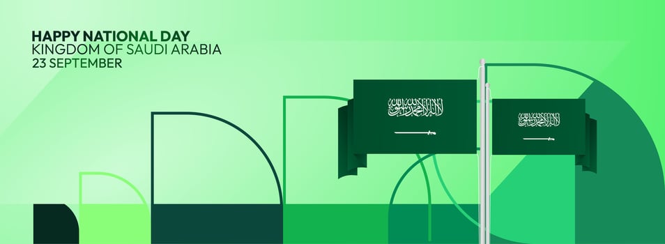 Saudi Arabia geometric banner in minimalist style to celebrate national holidays. vector