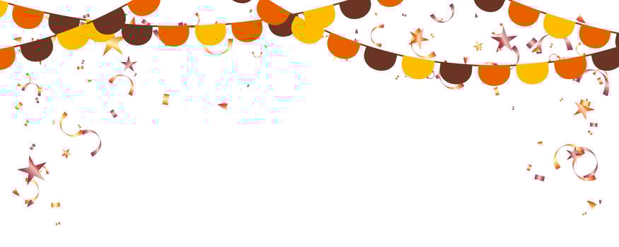 Banner template hanging flag garland and confetti for party, birthday, holiday, carnival and celebration vector