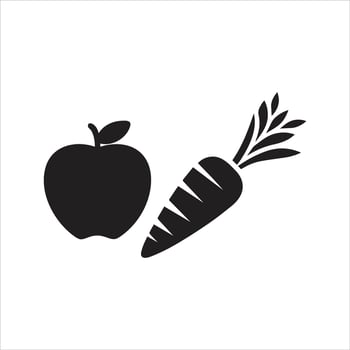 Apple and carrot icon. Fruit and vegetables. Healthy eating icon vector