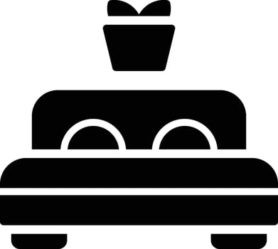 Bed with gift icon illustration vector