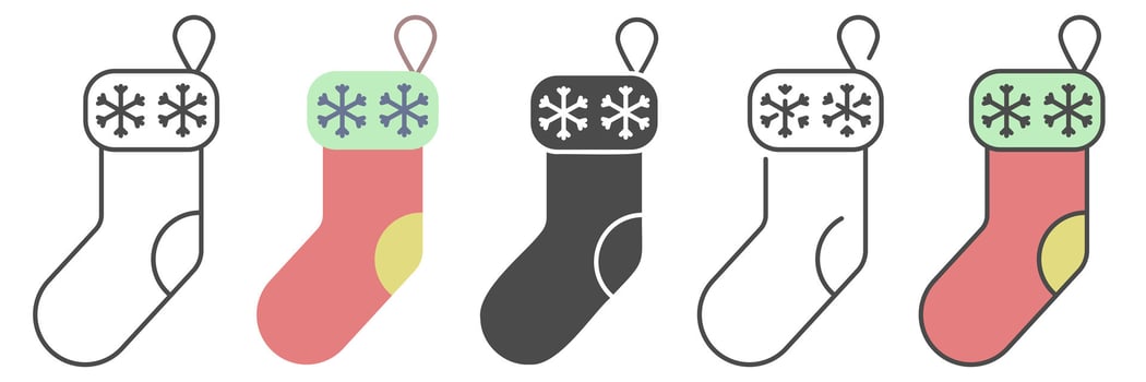Christmas socks with gifts inside. Christmas stockings. Illustration of a Christmas stocking. vector