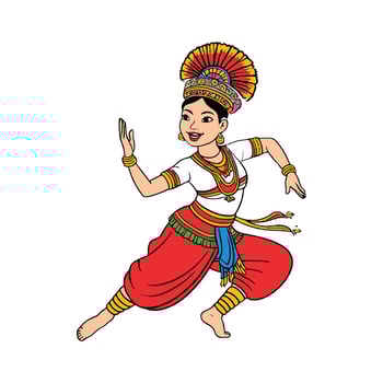 A cartoon woman in indian costume dancing vector