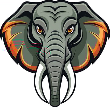 Grand Elephant Head with Realistic Features Available on EPS File vector