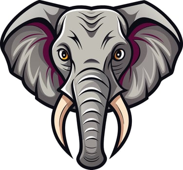 Stylized Elephant Head Design with Cultural Inspiration Available on EPS File vector