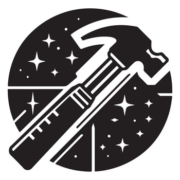 Simple And Unique Hammer Icon with Star and Circle vector