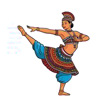 Indian dancer in traditional costume illustration vector