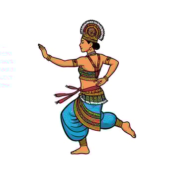 A woman in indian costume dancing vector
