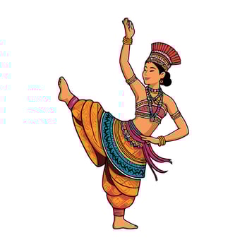 Indian woman dancer in traditional costume illustration vector